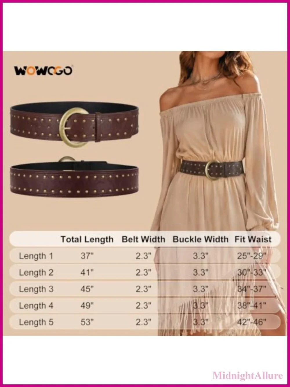 Wide Chunky Faux Leather Belt Western Boho Studded Waist Belt for Dresses